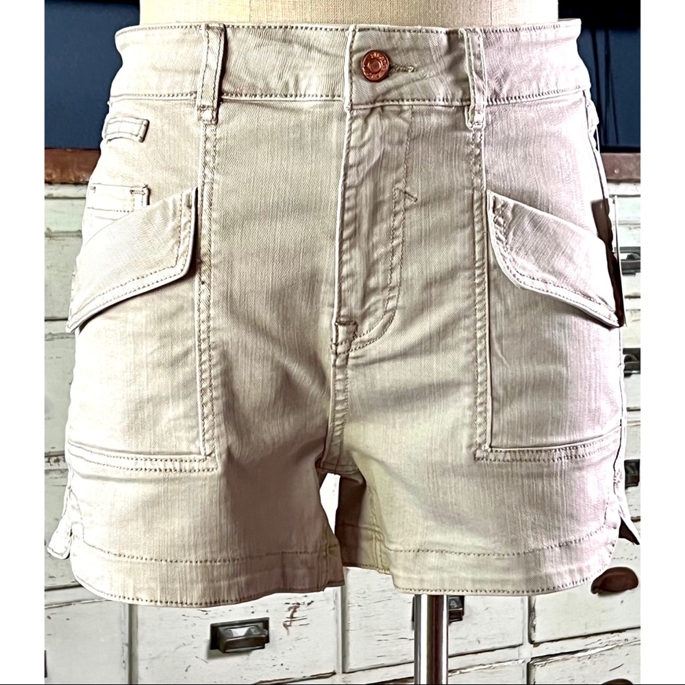Anthropologie Pilcro Ultra High Rise Denim Shorts Stone NWT New 28